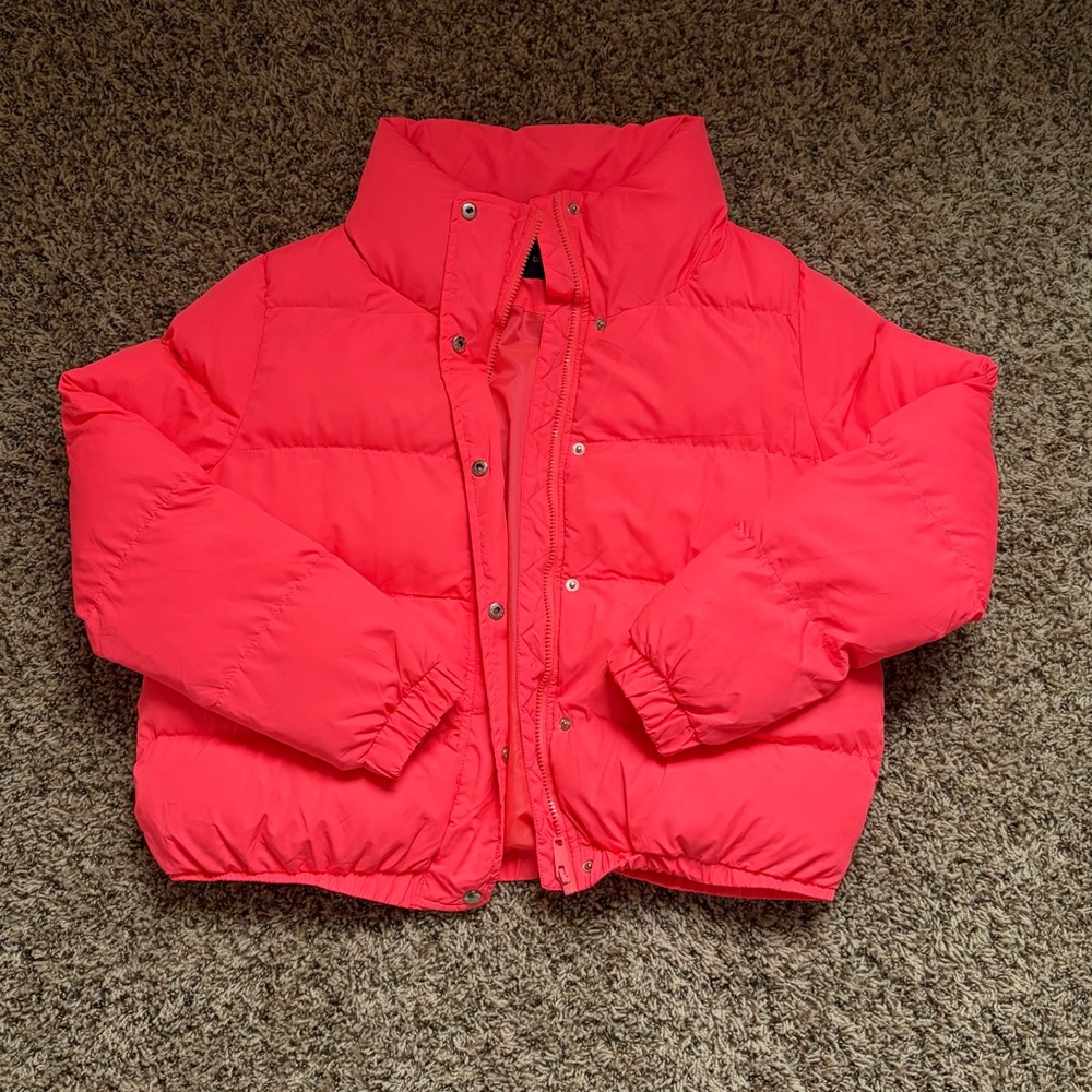 Boohoo Neon Pink Puffer Jacket Size Large